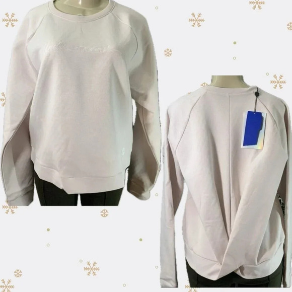 Under Armour L Ocher Beige Logo Script Detail Back Raglan Long Sleeve Sweatshirt - Picture 1 of 6